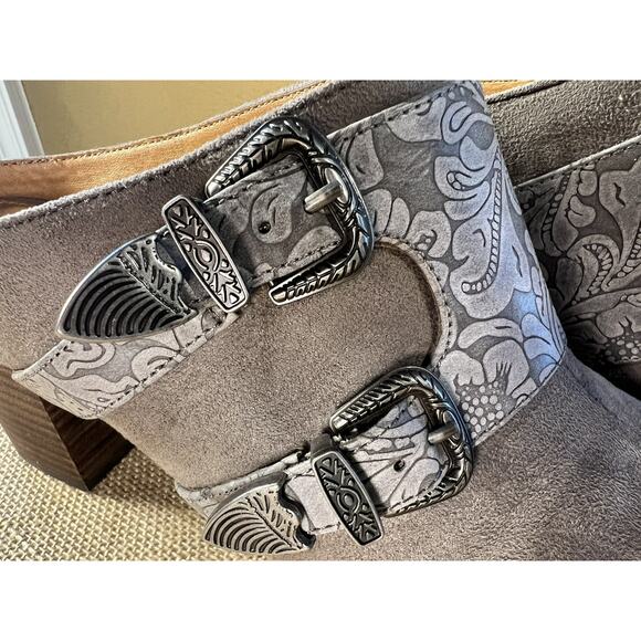 Yellow Box Sayda Taupe Gray Slides Mules with Buckles--Women's Size 10 - Picture 3 of 16